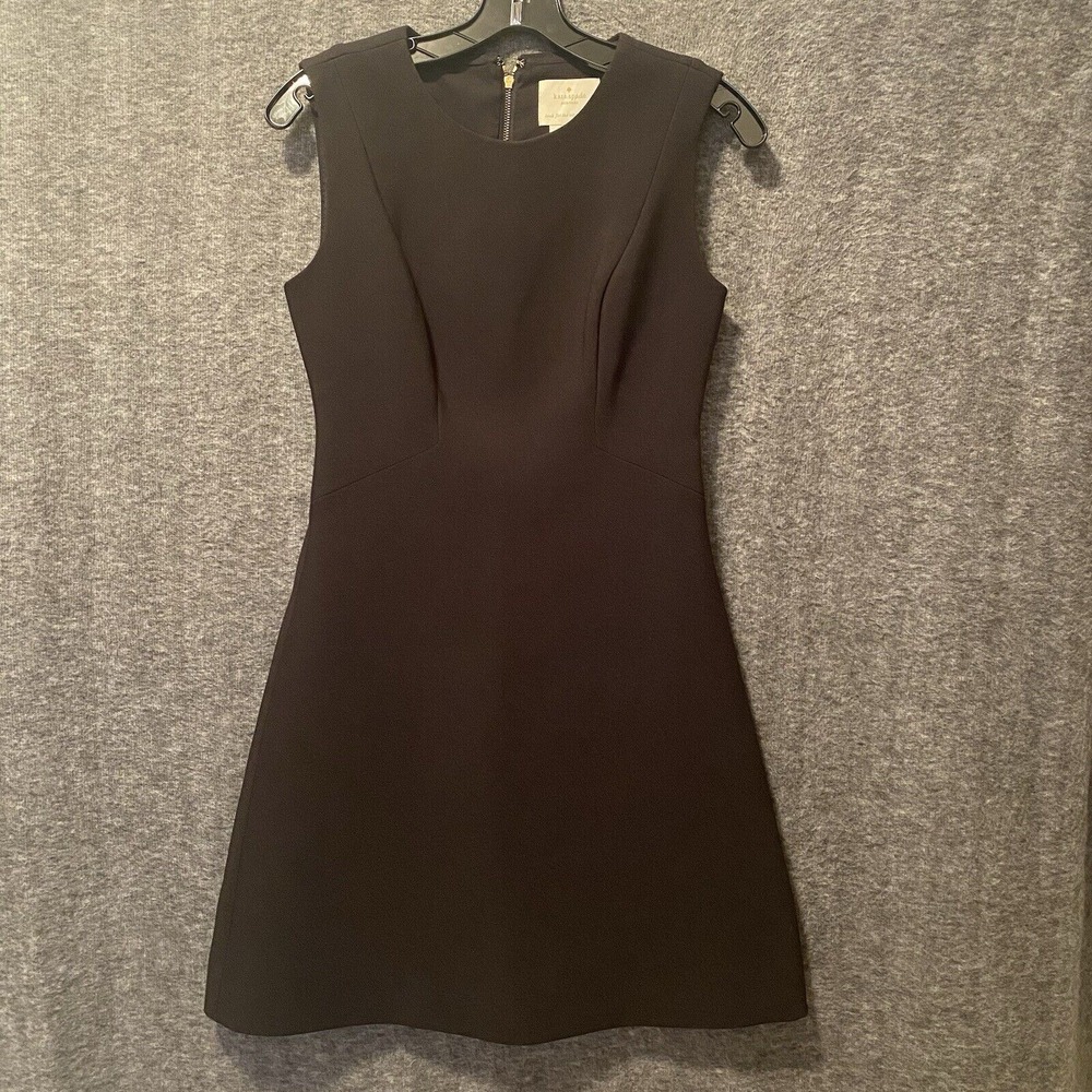 Kate Spade‎ Dress Womens 2 Black Cocktail Sleeveless Sheath Gold Zip Back Career